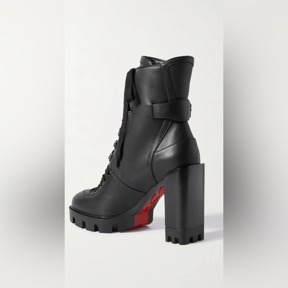 Christian Louboutin Macadamia 100 Buckled Leather Black Lace-Up Ankle Boots 39.5 - Picture 2 of 8